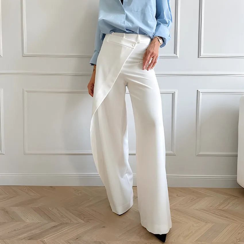Pantalon bas larges taille haute asymétriques - Chic&Shines