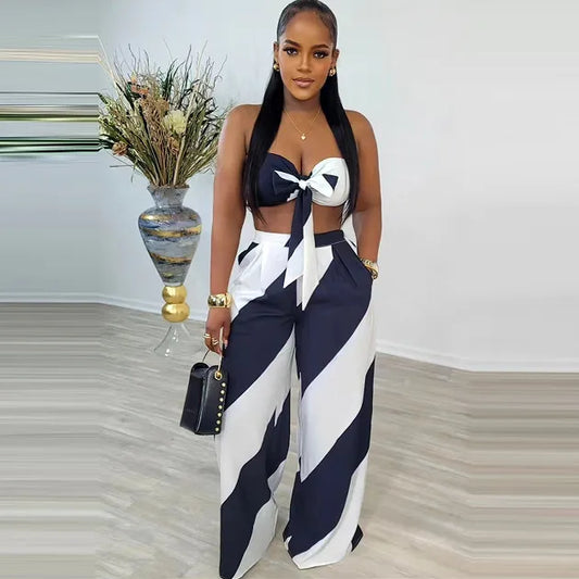 Ensemble haut sans bretelles et pantalon large - Chic&Shines