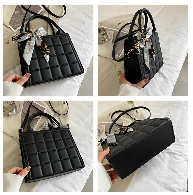 Sac A Main Carré Matelassé Déco Ruban - Chic&Shines