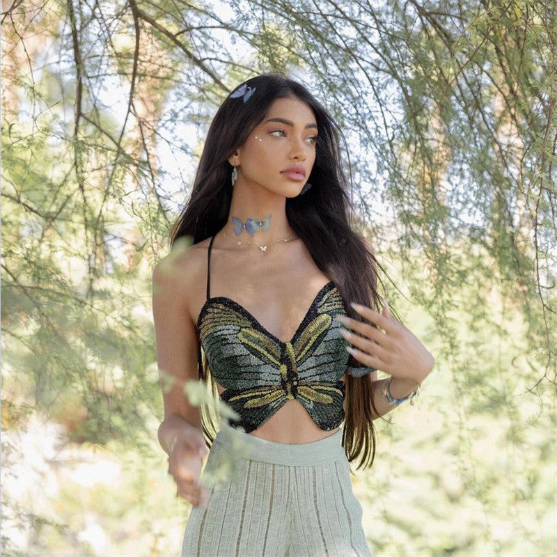 Crop top papillon à bretelles dos nu - Chic&Shines