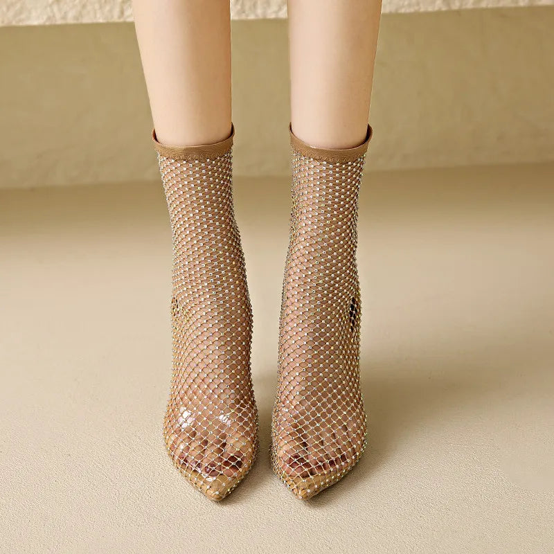 Talon Aiguille En Maille Creuse Strass - Chic&Shines