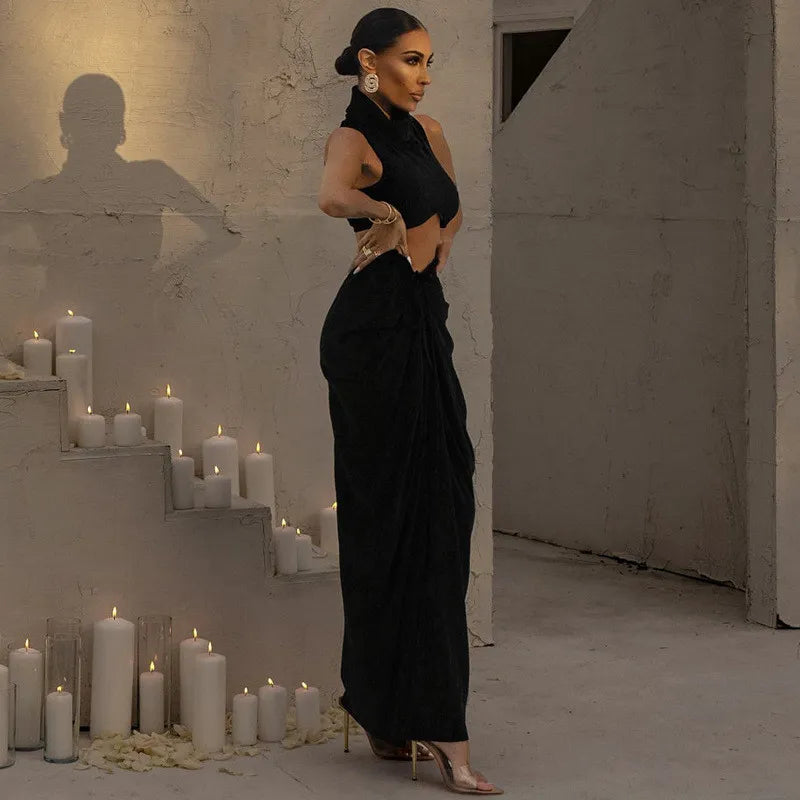 Ensemble Haut Court Sans Manches Et Sa Jupe Fendue - Chic&Shines