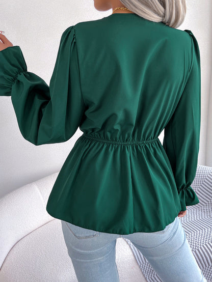 Haut En Mousseline De Soie Col V Ceinture À Lacet - Chic&Shines
