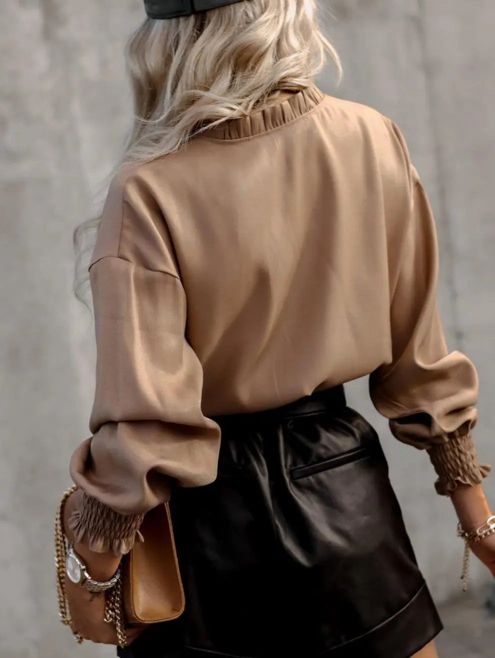 Chemise Manches Longues Col À Lacet - Chic&Shines