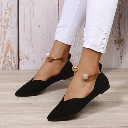 Mocassins Daim cercle cheville Perle - Chic&Shines