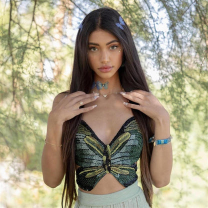 Crop top papillon à bretelles dos nu - Chic&Shines