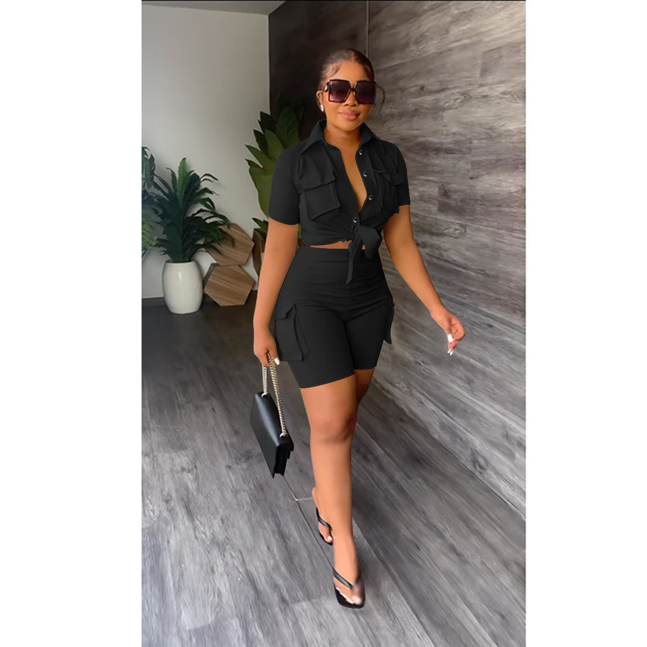 Ensemble Chemise À Manches Courtes Et Short cargo - Chic&Shines