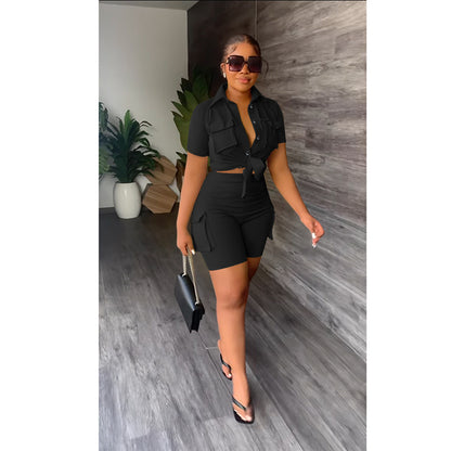 Ensemble Chemise À Manches Courtes Et Short cargo - Chic&Shines