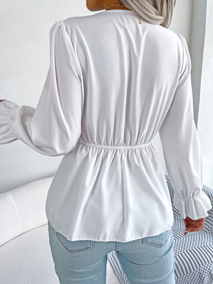 Haut En Mousseline De Soie Col V Ceinture À Lacet - Chic&Shines