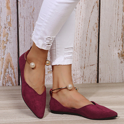 Mocassins Daim cercle cheville Perle - Chic&Shines