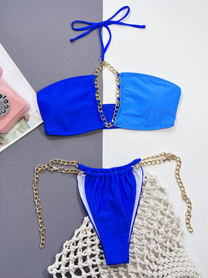 Maillot De Bain Deux Pièces Bikini Licou A Chaîne - Chic&Shines