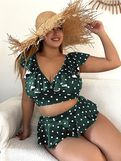 Maillot De Bain 2 pièces À Pois À Volants - Chic&Shines