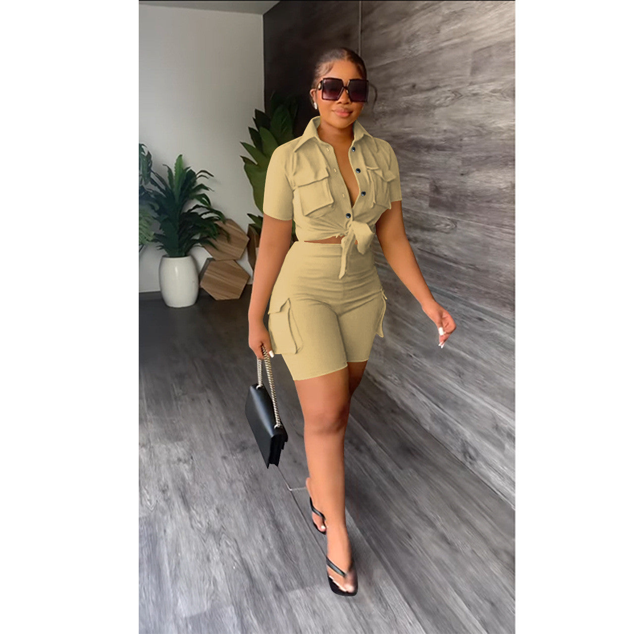 Ensemble Chemise À Manches Courtes Et Short cargo - Chic&Shines