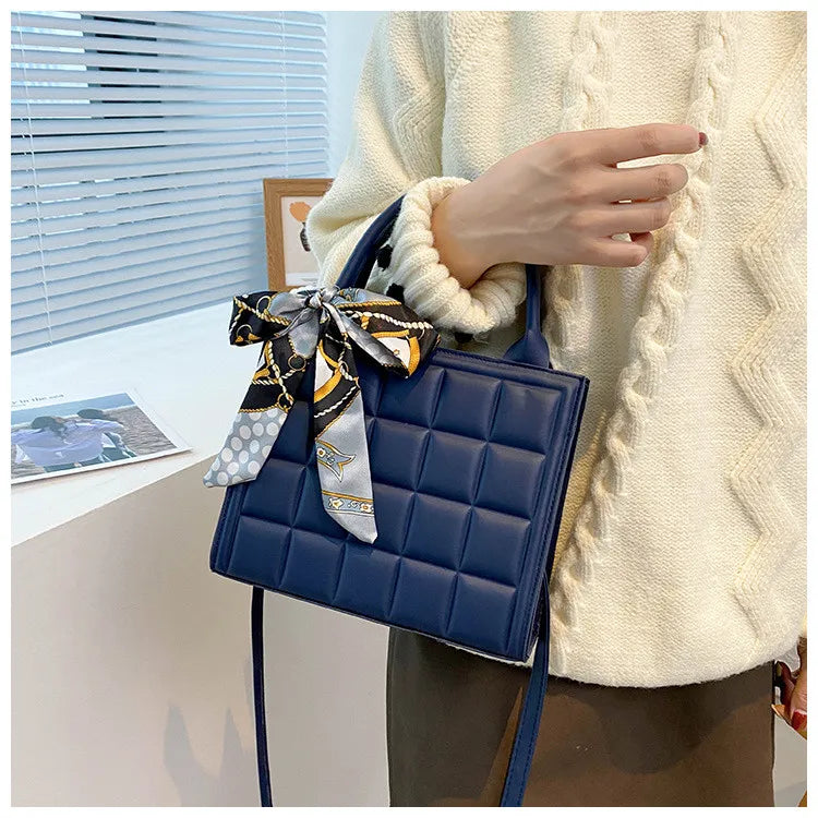 Sac A Main Carré Matelassé Déco Ruban - Chic&Shines