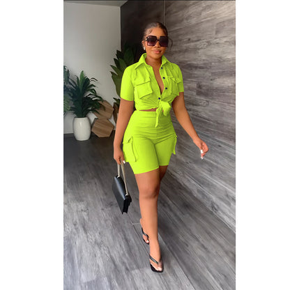 Ensemble Chemise À Manches Courtes Et Short cargo - Chic&Shines