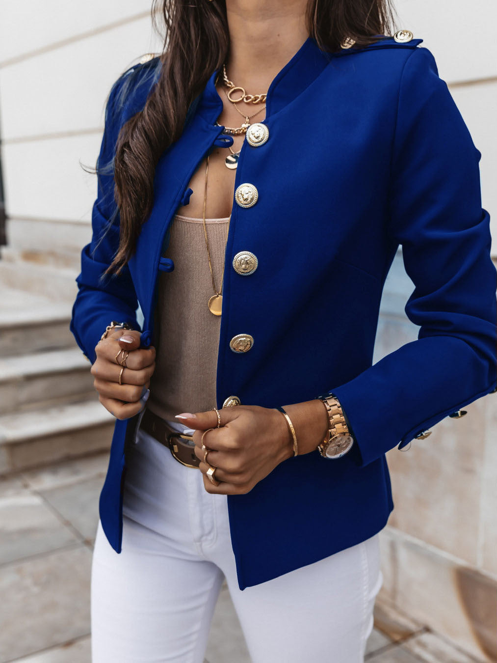 Blazer À Boutonnage Simple Manches Longues - Chic&Shines