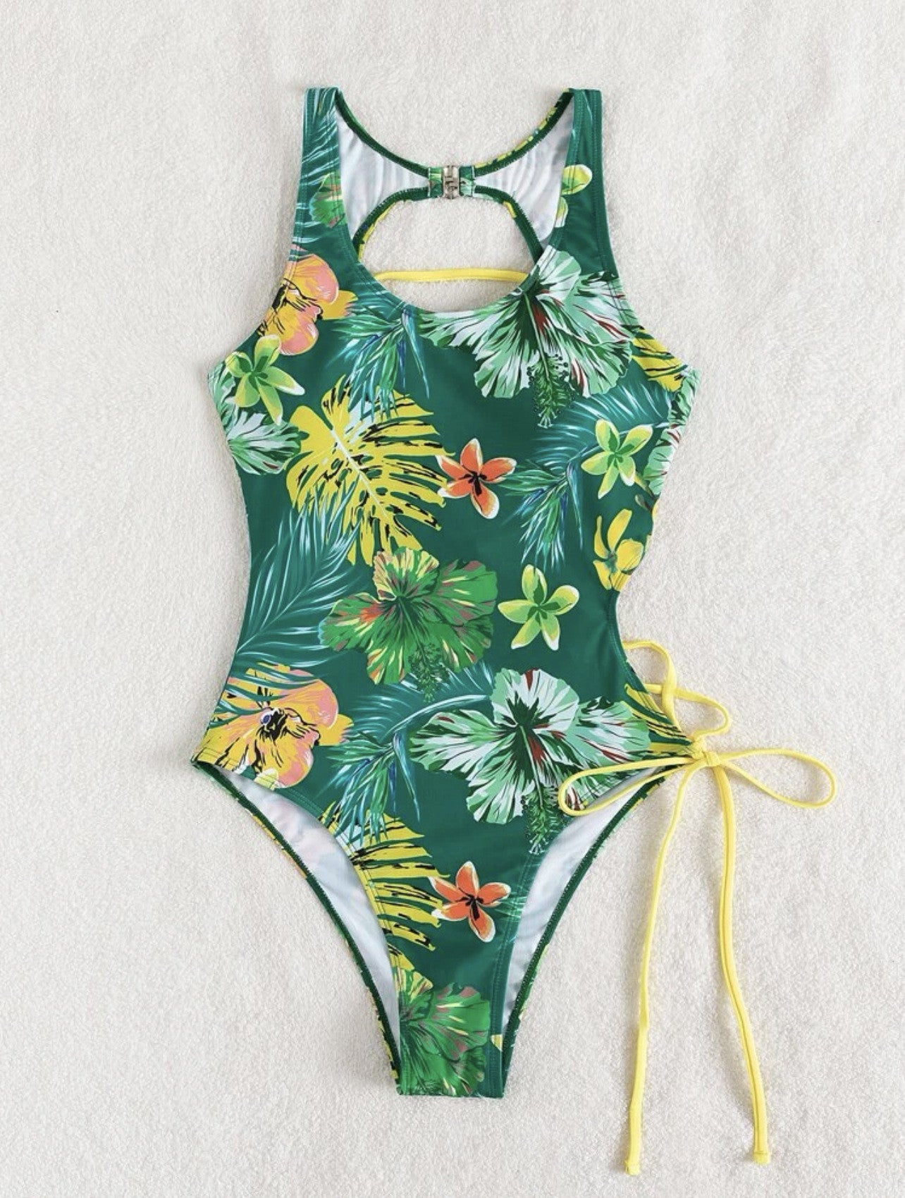 Maillot De Bain Une Pièce Licou Dos Lacet Irrégulier - Chic&Shines