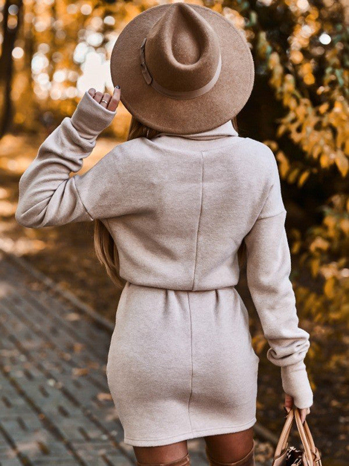 Robe Pull À Manches Longues Et Col Haut - Chic&Shines