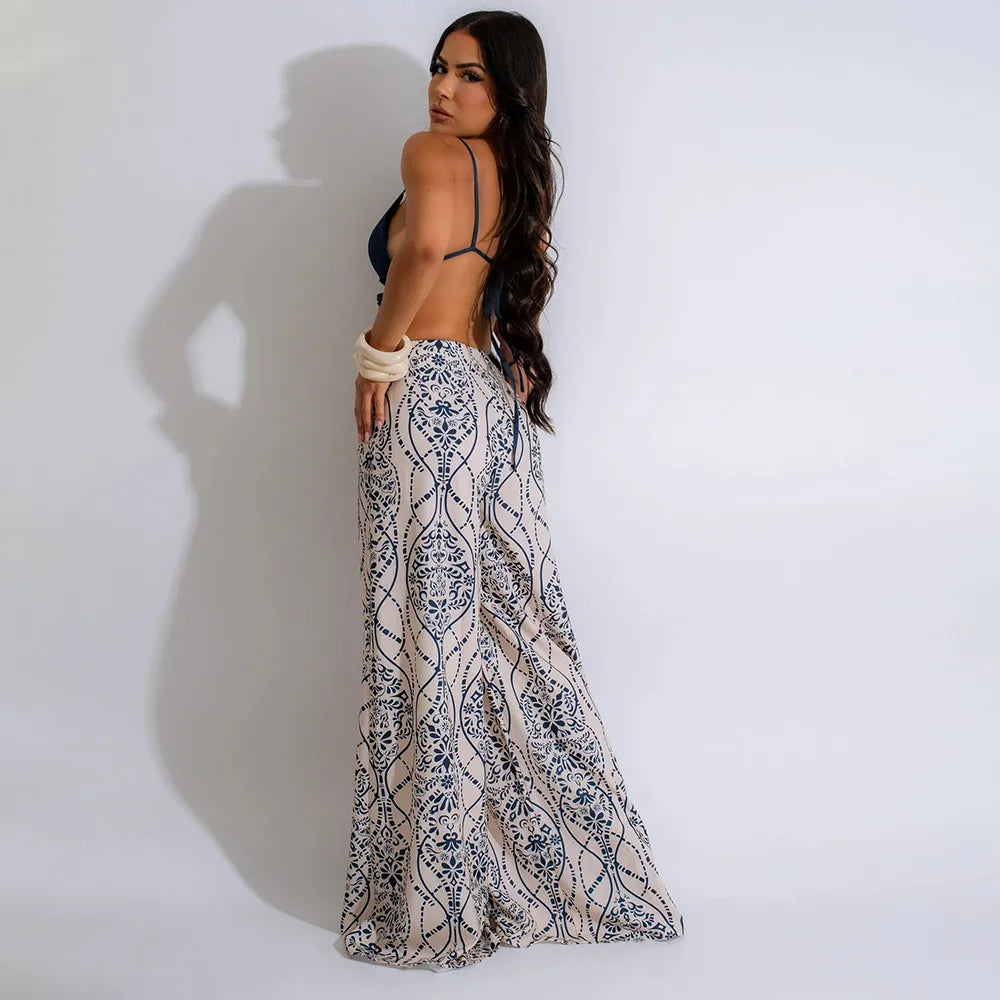 Combinaison pantalon jambes larges à lacets creux - Chic&Shines