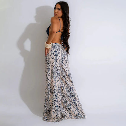 Combinaison pantalon jambes larges à lacets creux - Chic&Shines