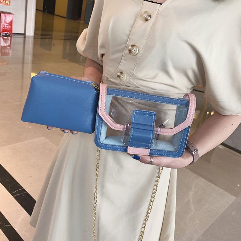 Sac Transparent Contraste Design Métal Chaîne Sangle - Chic&Shines