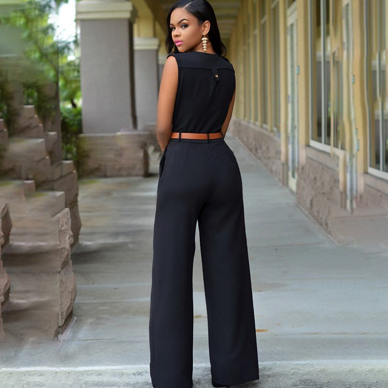 Combinaison pattes d'éléphant avec ceinture - Chic&Shines