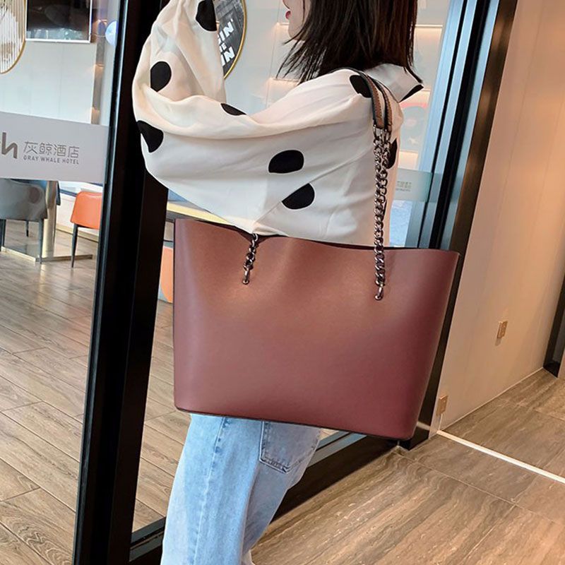 Sac cabas rétro grande capacité poignée à chaîne - Chic&Shines