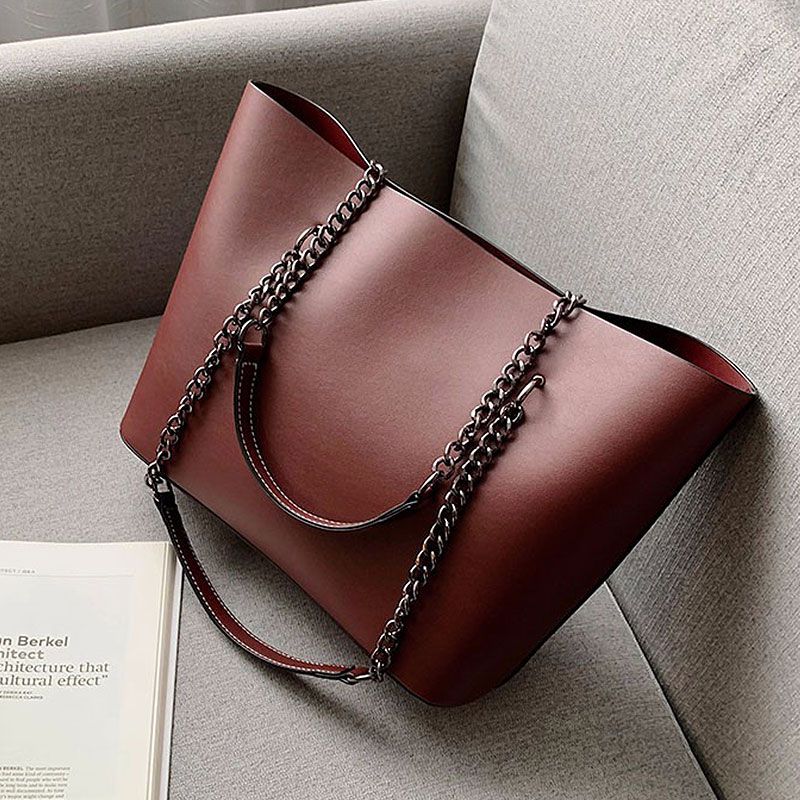 Sac cabas rétro grande capacité poignée à chaîne - Chic&Shines