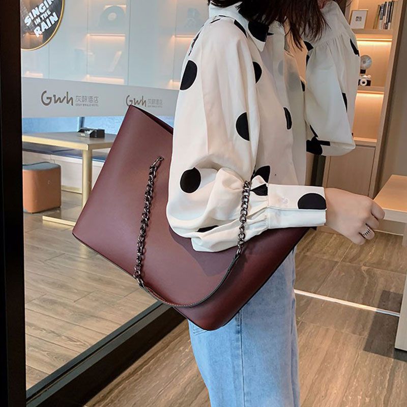 Sac cabas rétro grande capacité poignée à chaîne - Chic&Shines