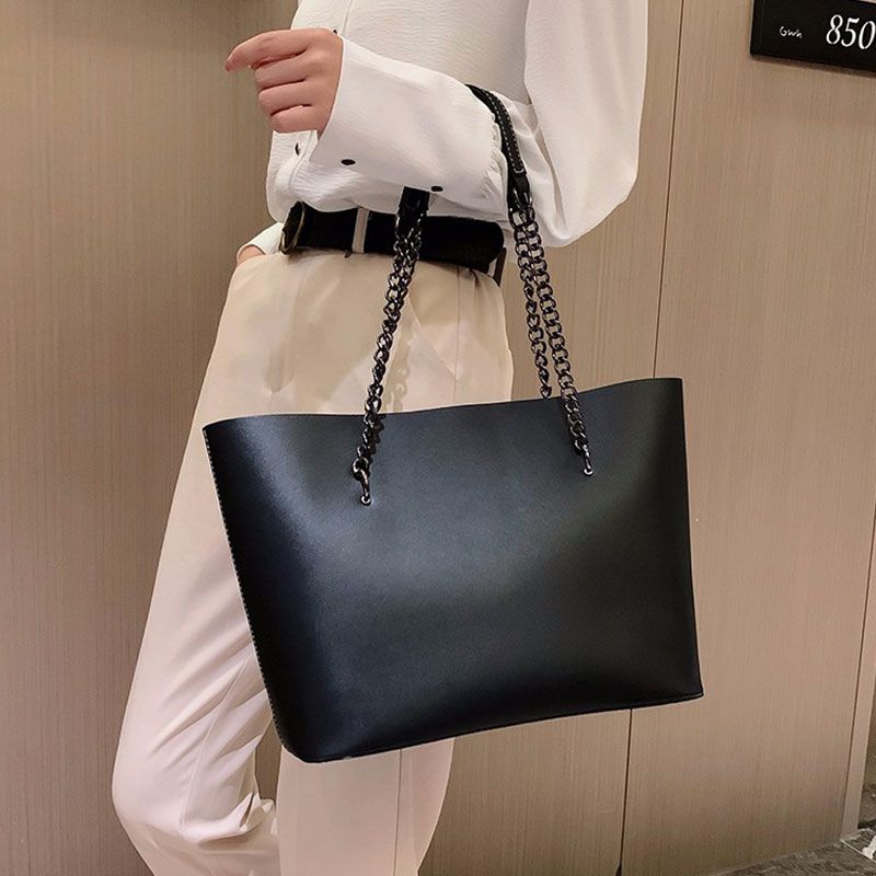 Sac cabas rétro grande capacité poignée à chaîne - Chic&Shines