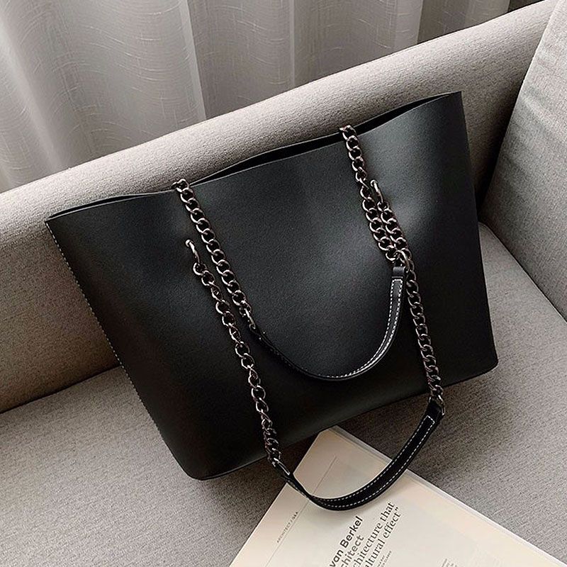 Sac cabas rétro grande capacité poignée à chaîne - Chic&Shines