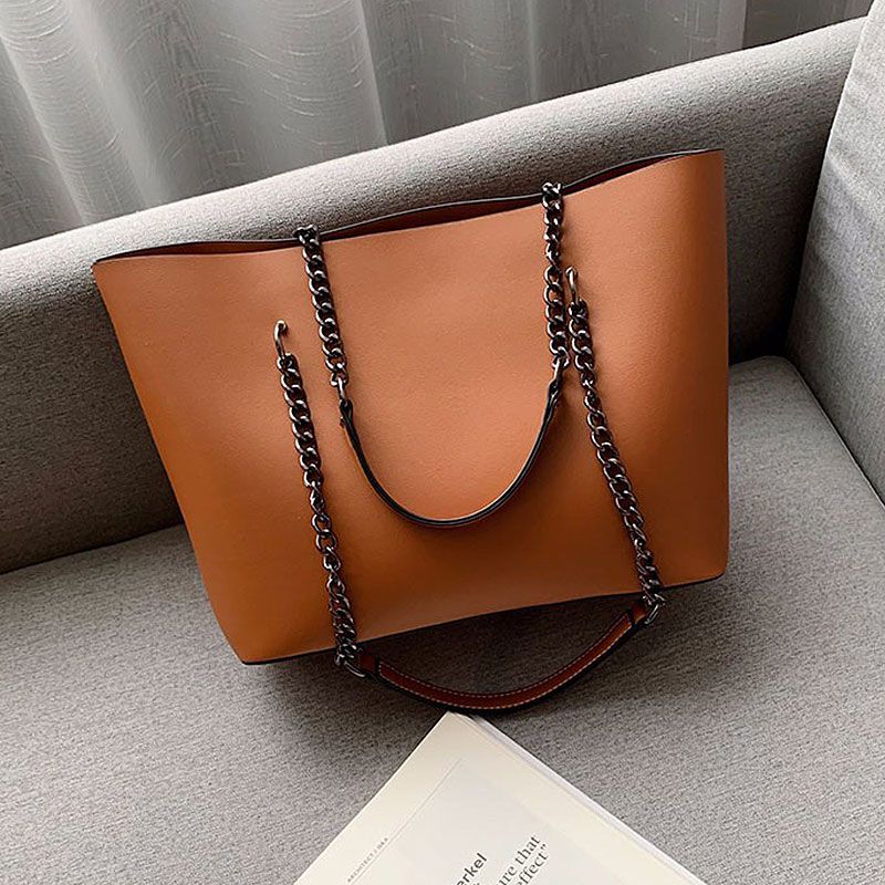 Sac cabas rétro grande capacité poignée à chaîne - Chic&Shines