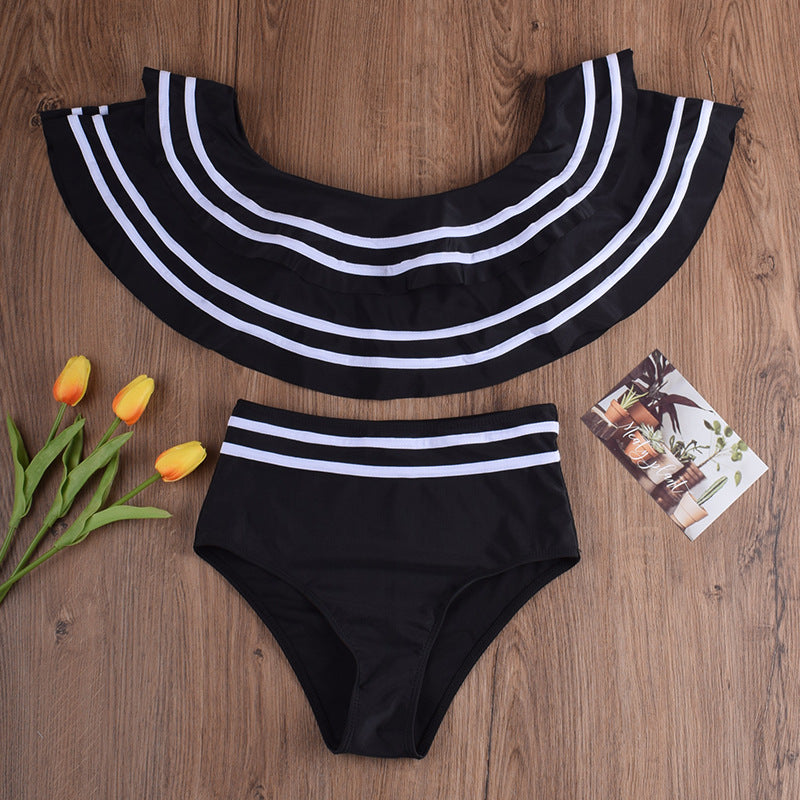 Maillot de Bain Tankini épaules dénudées à volants Deux Pièces - Chic&Shines