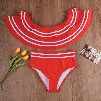 Maillot de Bain Tankini épaules dénudées à volants Deux Pièces - Chic&Shines