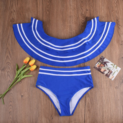 Maillot de Bain Tankini épaules dénudées à volants Deux Pièces - Chic&Shines