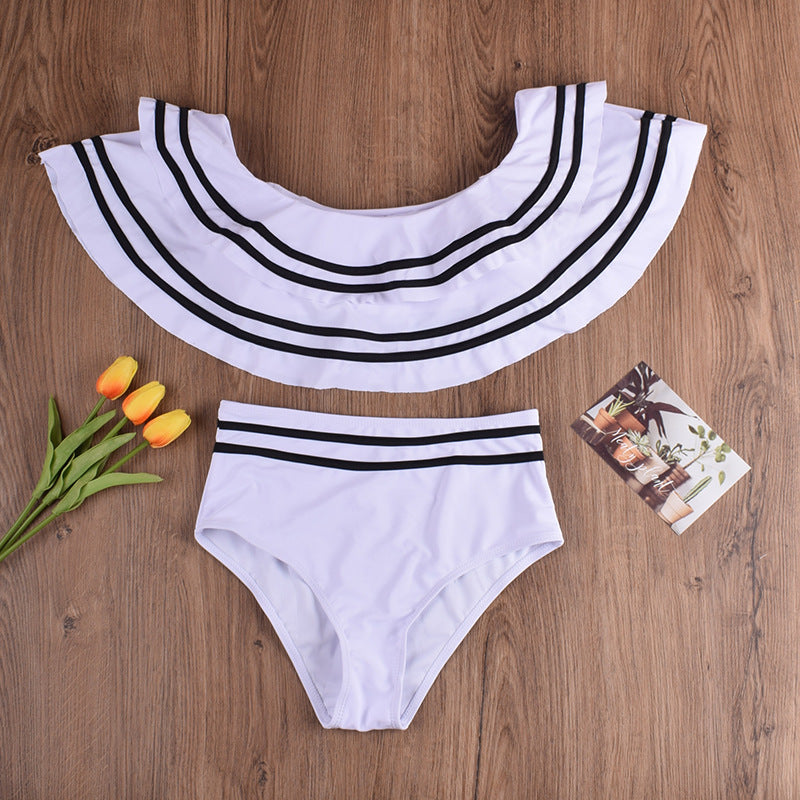 Maillot de Bain Tankini épaules dénudées à volants Deux Pièces - Chic&Shines