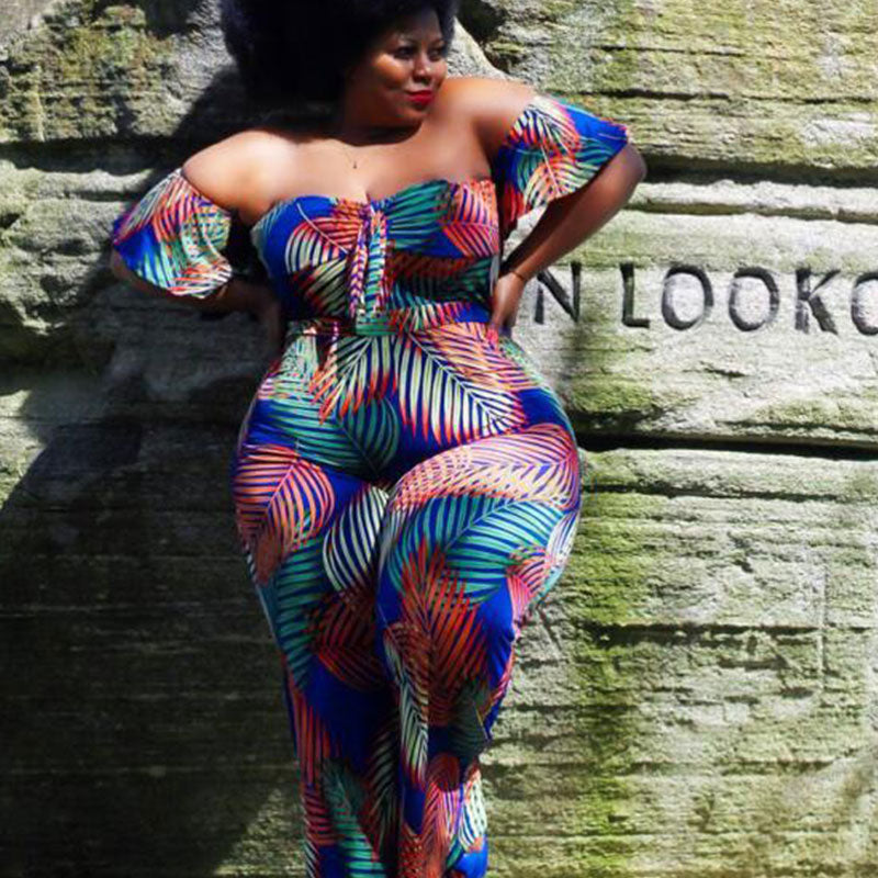 Combinaisons épaules dénudées à imprimé feuilles - Chic&Shines