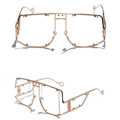 Lunettes de soleil à grande monture en métal - Chic&Shines