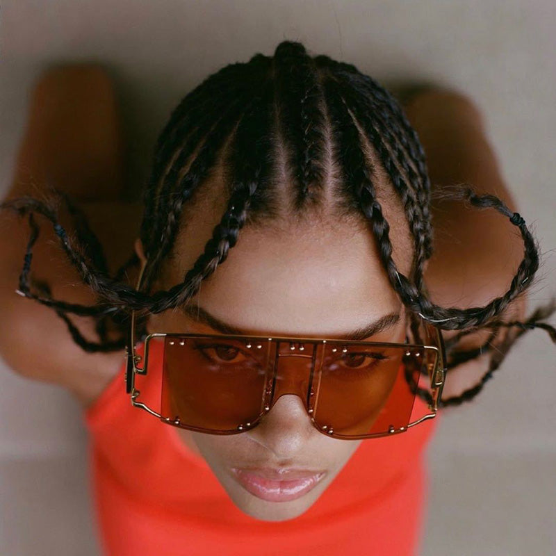 Lunettes de soleil à grande monture en métal - Chic&Shines