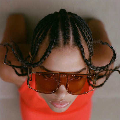 Lunettes de soleil à grande monture en métal - Chic&Shines