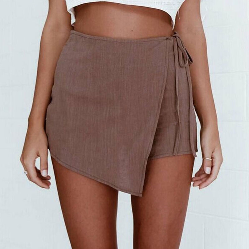 Short jupe court à lacets couleur unie - Chic&Shines