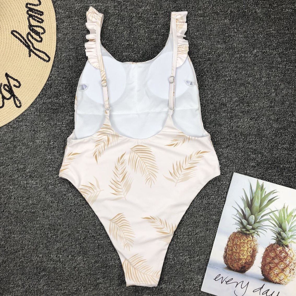 Maillot de Bain Bikini Une Pièce Impression Plume