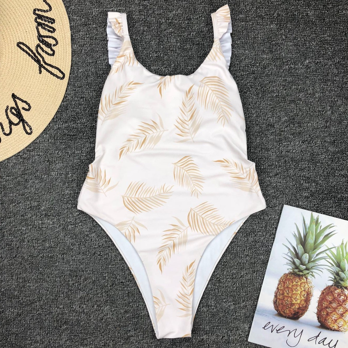 Maillot de Bain Bikini Une Pièce Impression Plume