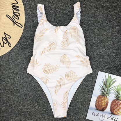 Maillot de Bain Bikini Une Pièce Impression Plume - Chic&Shines