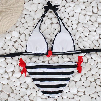 Maillot de bain deux pièces licou bikini sexy dos nu imprimé marin - Chic&Shines