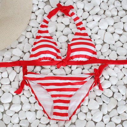 Maillot de bain deux pièces licou bikini sexy dos nu imprimé marin - Chic&Shines
