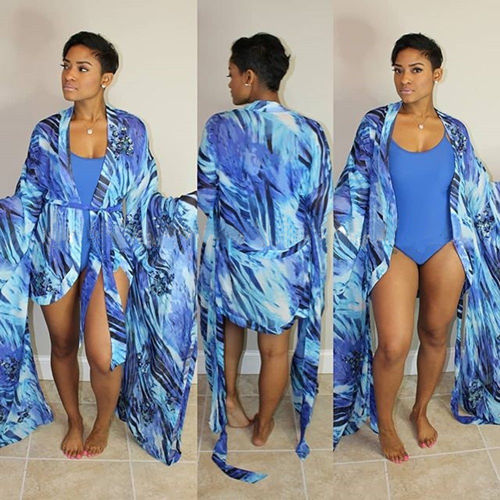 Ensemble maillot de bain une pièce avec kimono tie-dye - Chic&Shines