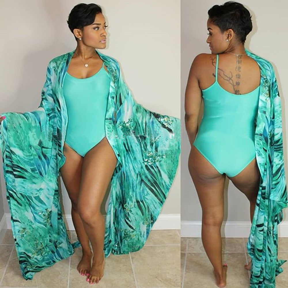 Ensemble maillot de bain une pièce avec kimono tie-dye - Chic&Shines