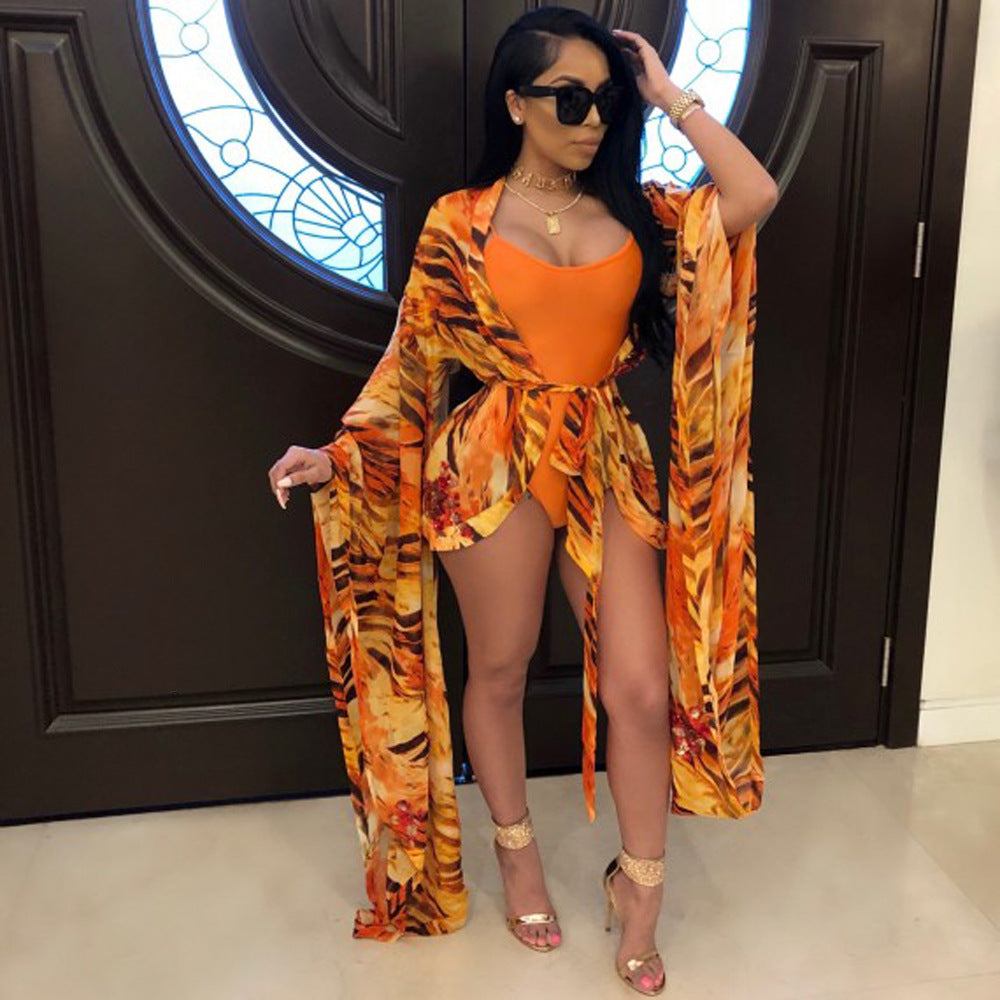 Ensemble maillot de bain une pièce avec kimono tie-dye - Chic&Shines