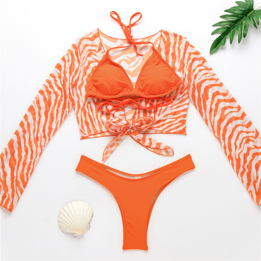 Bikini trois pièces sexy avec son kimono imprimé léopard - Chic&Shines